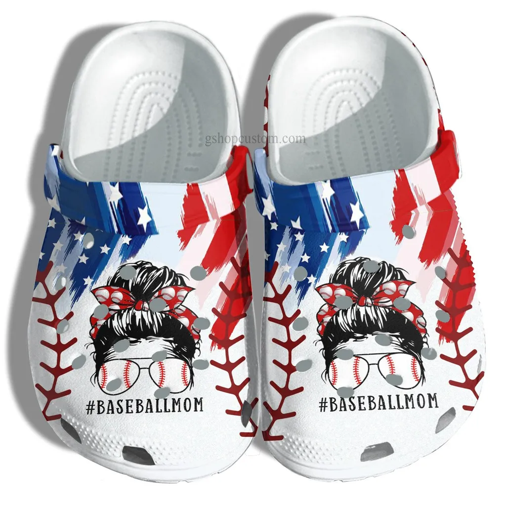 Baseball Mom America Flag Croc