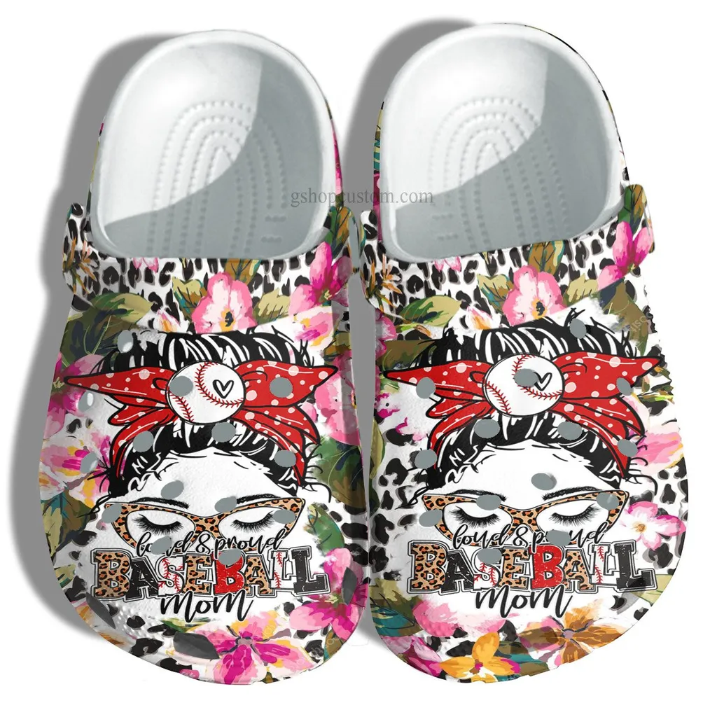 Baseball Mom Flower Cow Crocs