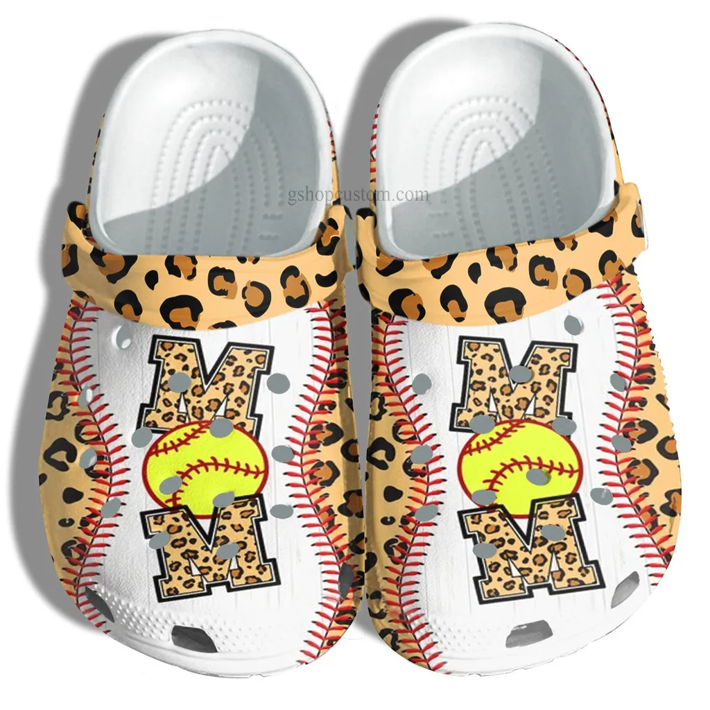 Baseball Mom Leopard Croc