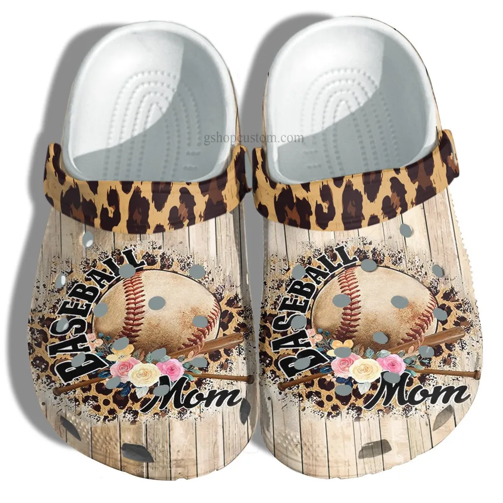 Baseball Mom Leopard Flower Croc