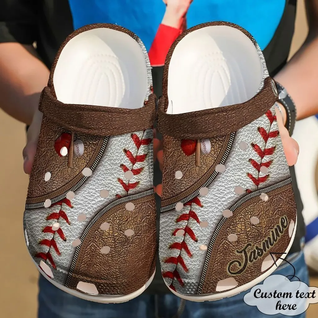 Baseball Personalized Leather Crocs Classic Clogs