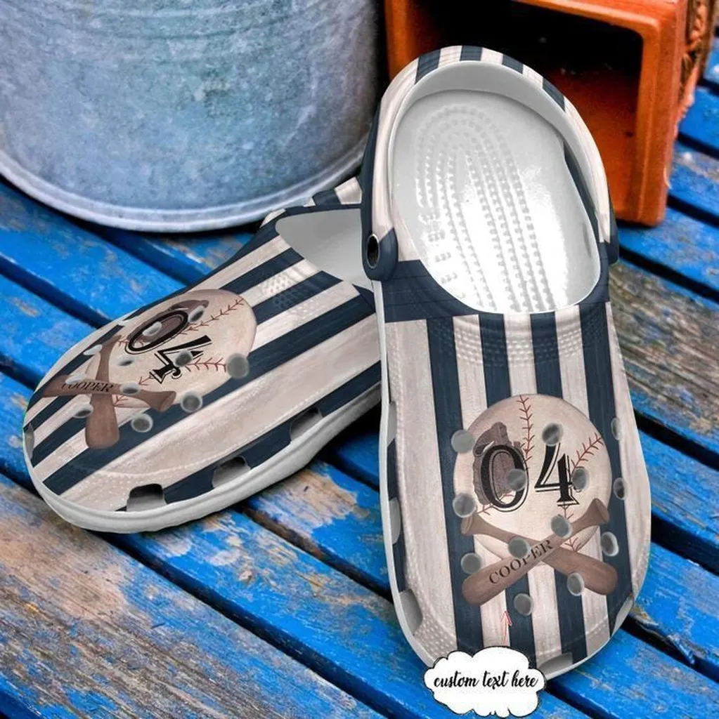 Baseball Personalized Vintage Crocs Classic Clogs