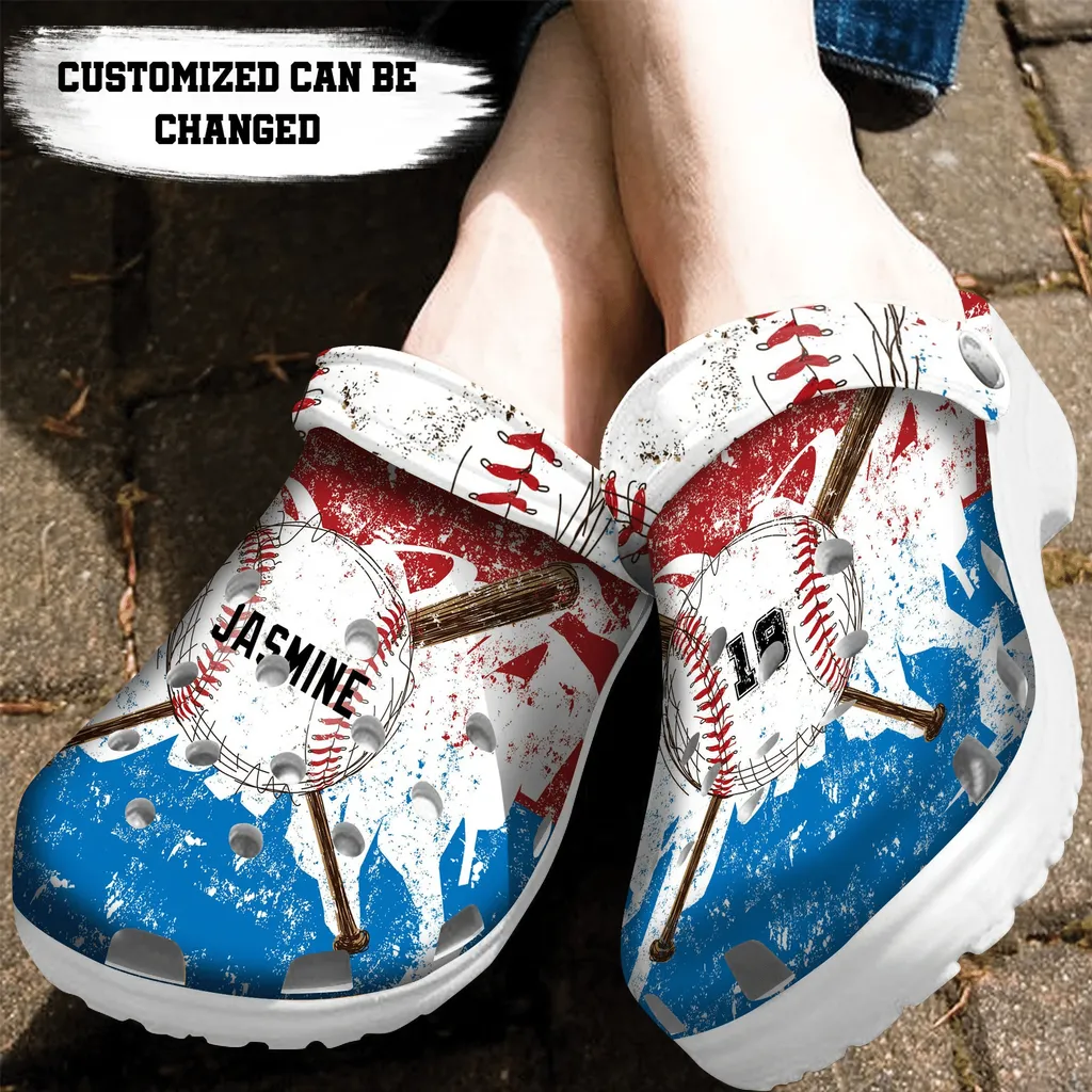 Baseball Personalized Watercolor Crocs Clog