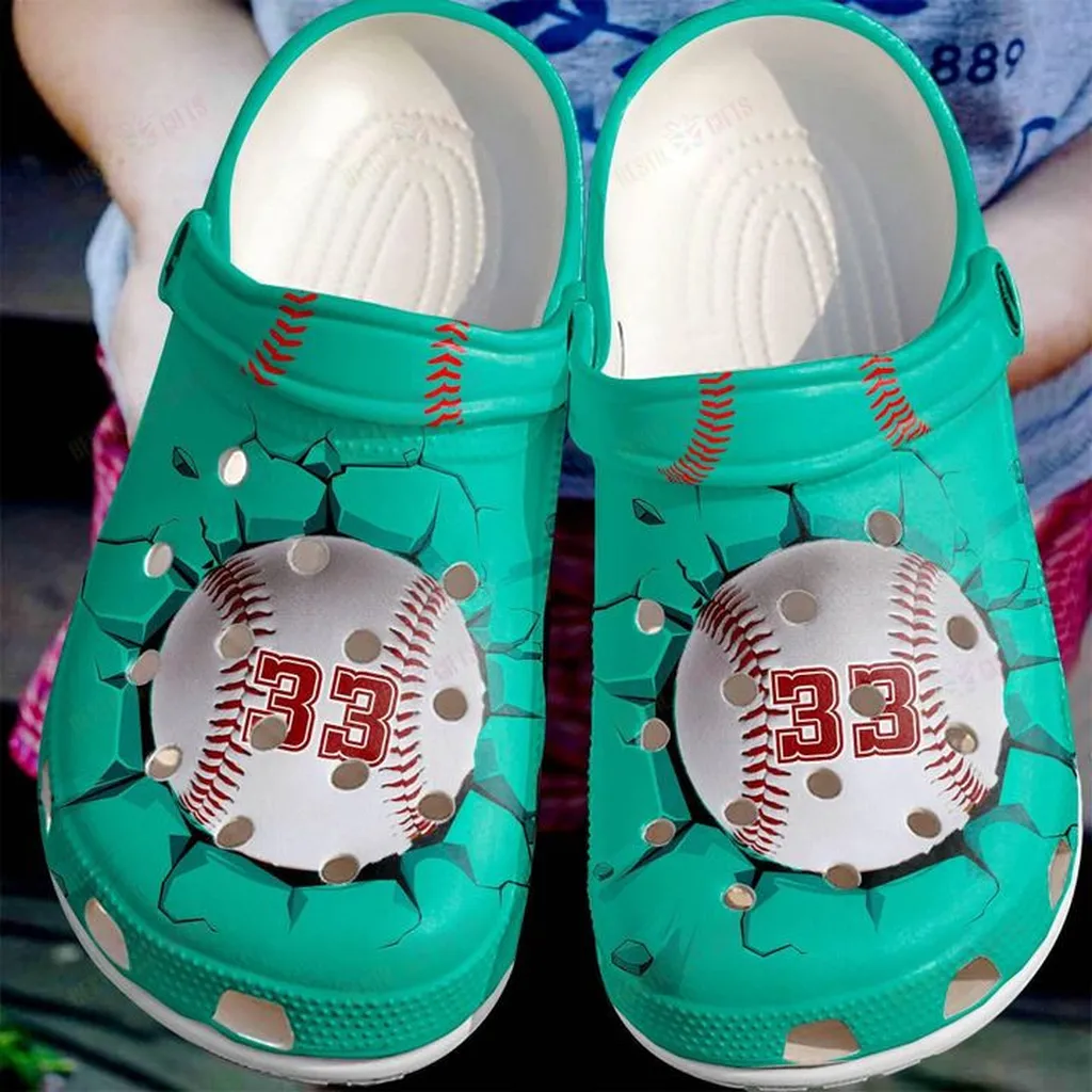 Baseball Personalized White Sole Baseball Lover Crocs Classic Clogs