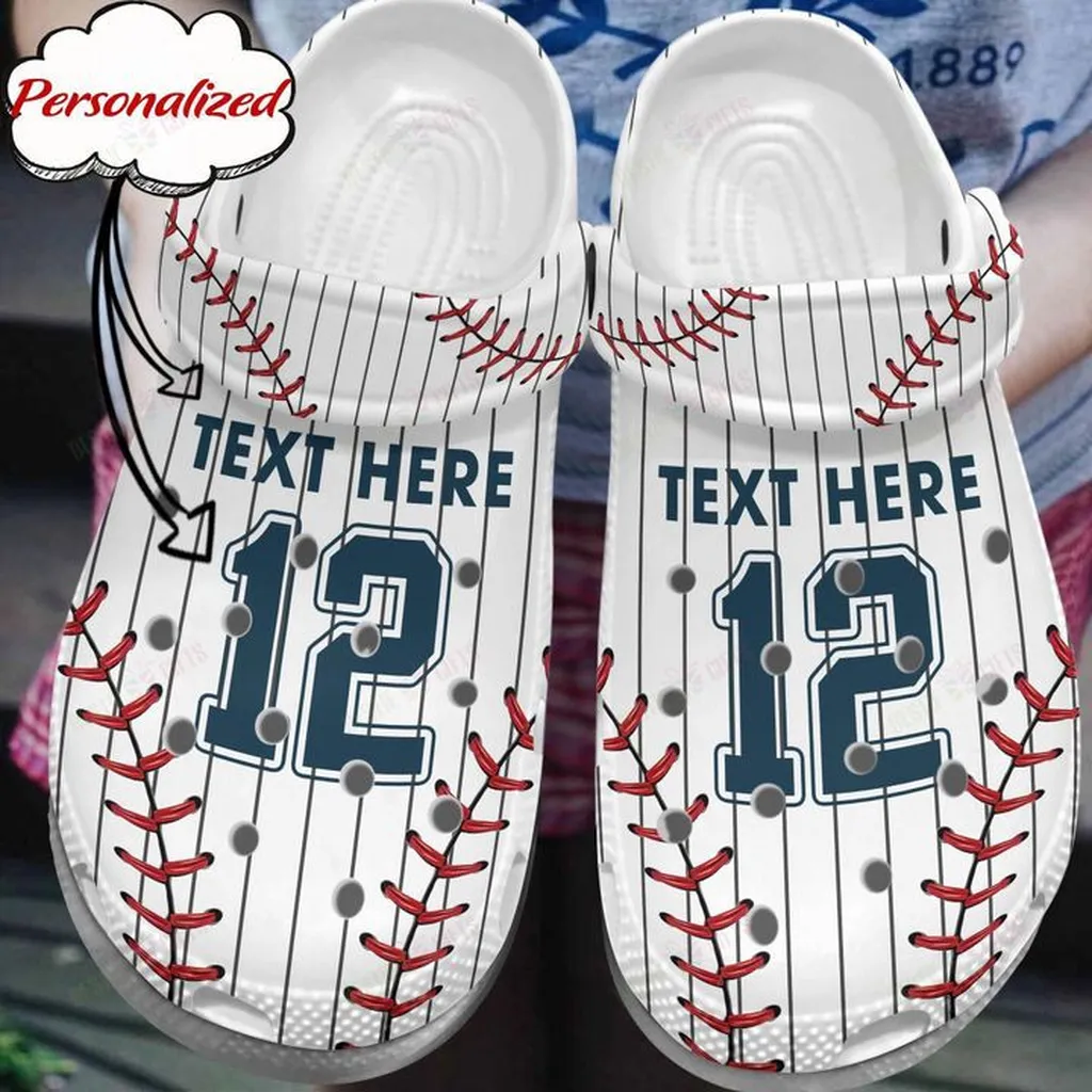 Baseball Personalized White Sole Uniform Crocs Classic Clogs