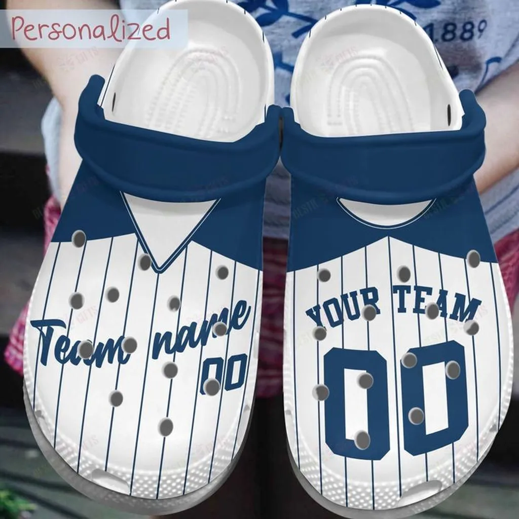 Baseball White Sole Personalized Team Uniform Crocs Classic Clogs