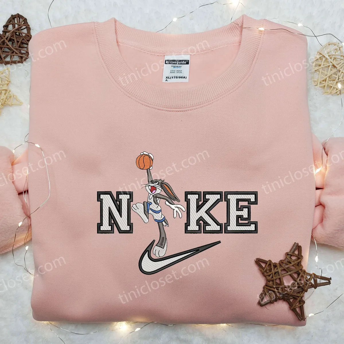 Basketball Bugs Bunny x Nike Embroidered Shirt, Custom Nike Embroidered Shirt, Cartoon Embroidered Shirt