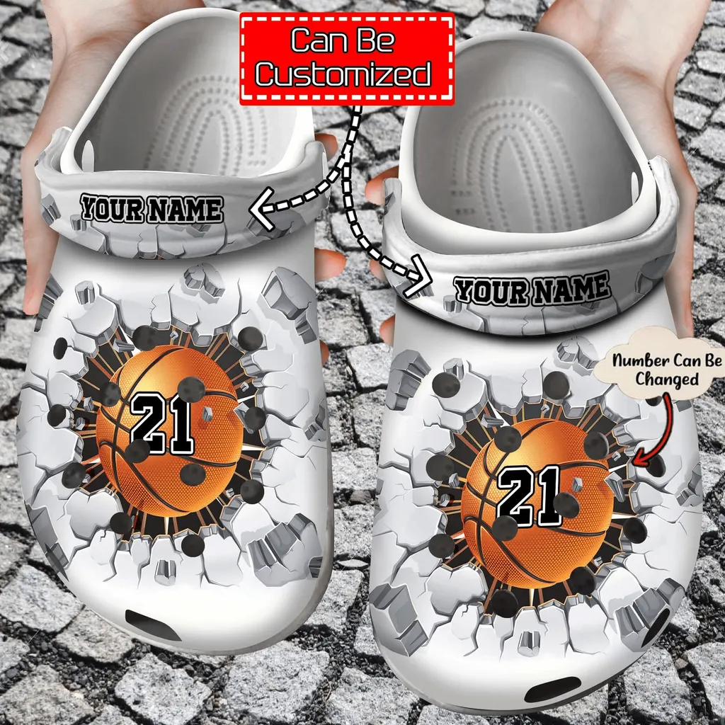 Basketball Crack Custom Name Number Crocs Clog