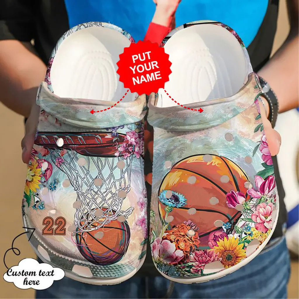 Basketball Crocs - Basketball Personalized Floral Clog