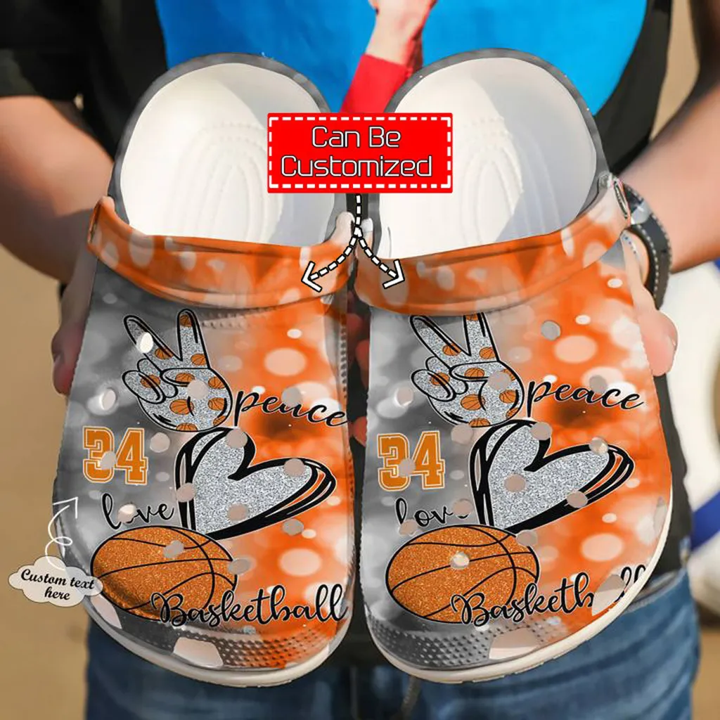 Basketball Crocs - Basketball Personalized Peace Love Clog