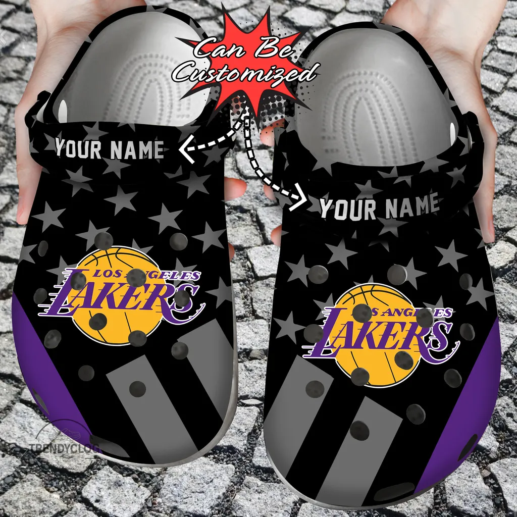 Basketball Crocs Personalized LA Lakers Star Flag Clog