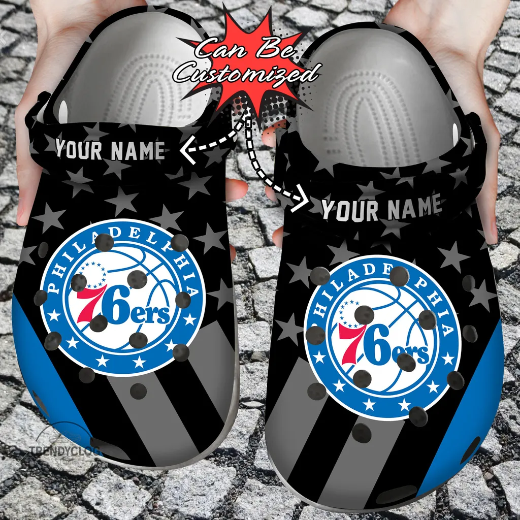 Basketball Crocs Personalized P76ers Star Flag Clog