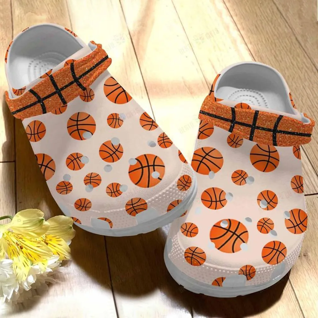 Basketball Pattern V1 Crocs, Personalized Crocs Classic Clogs