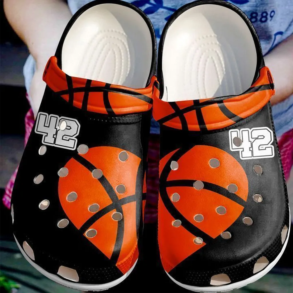 Basketball Personalized Heart Crocs Classic Clogs