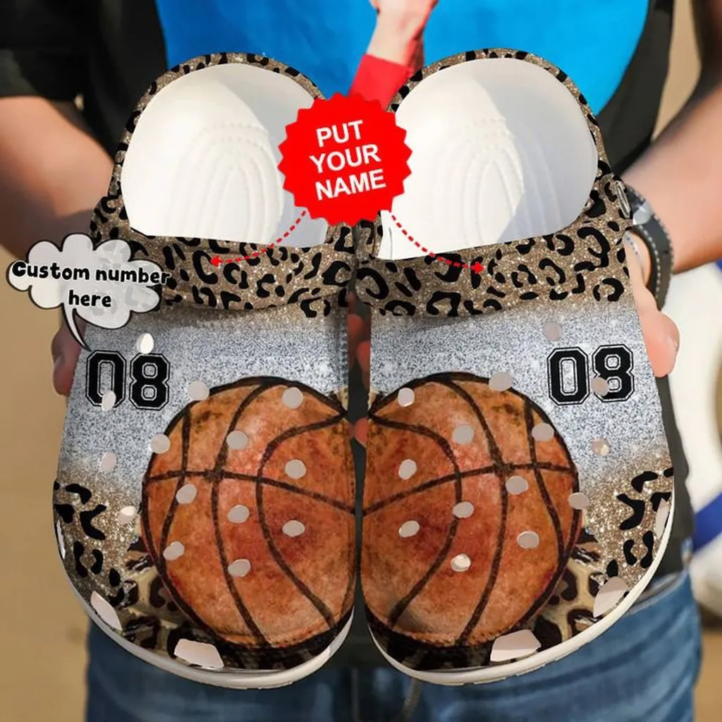 Basketball Personalized Leopard Crocs Clog