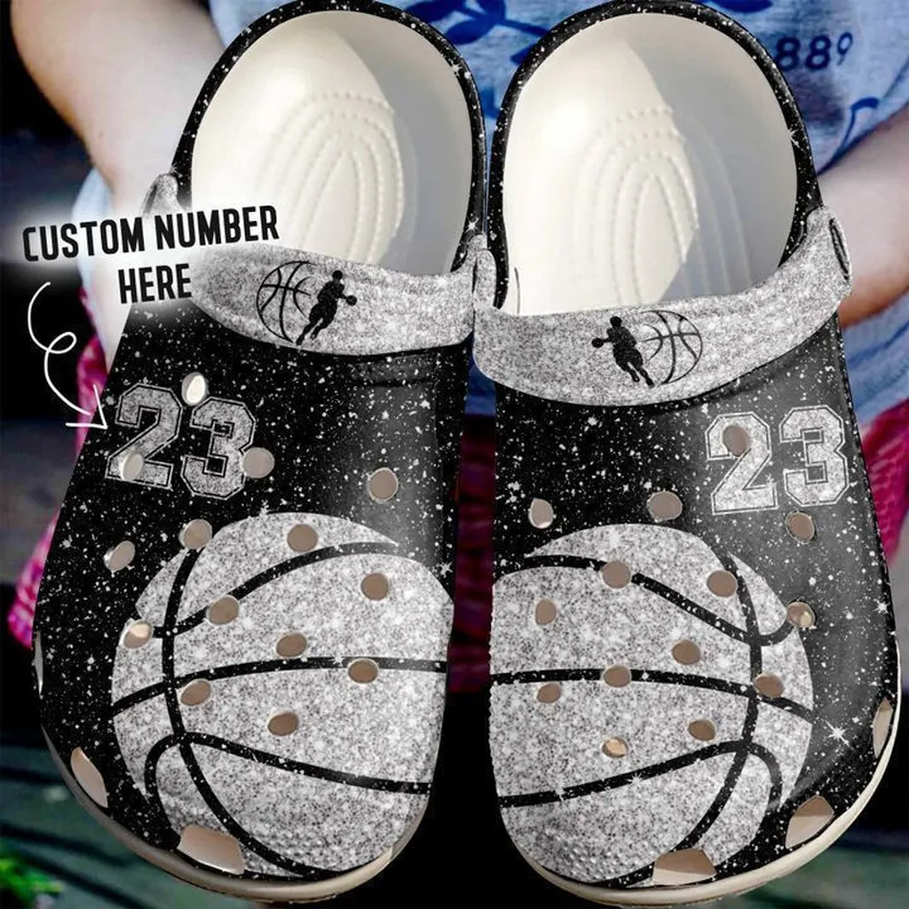 Basketball Personalized Sparkle Crocs Classic Clogs