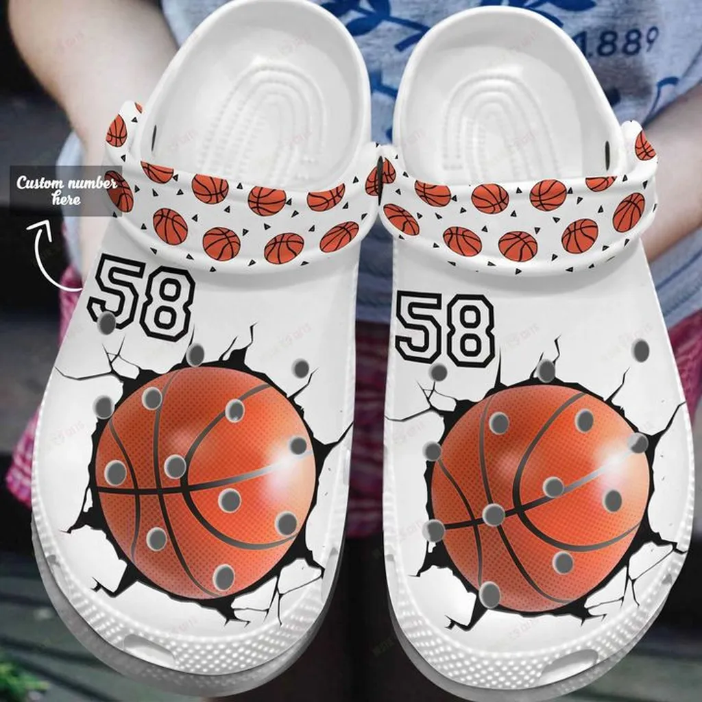 Basketball Personalized White Sole Basketball Lover V2 Crocs Classic Clogs