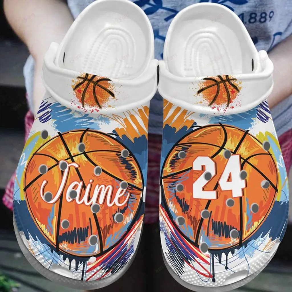 Basketball White Sole Love The Ball Crocs, Personalized Crocs Classic Clogs