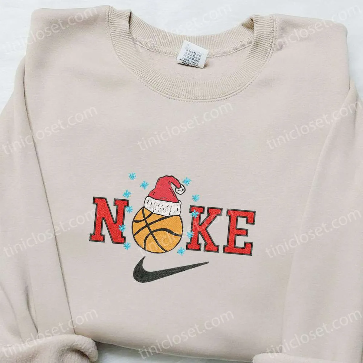 Basketball x Nike Christmas Embroidered Sweatshirt, Cartoon Christmas Embroidered Shirt, Best Christmas Gift Ideas