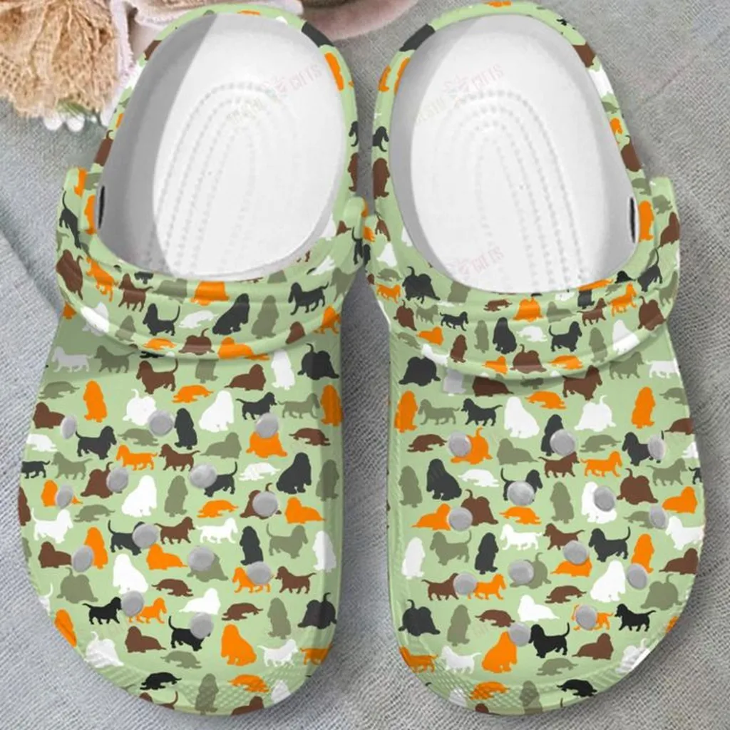 Basset Hound Camo Crocs Classic Clogs