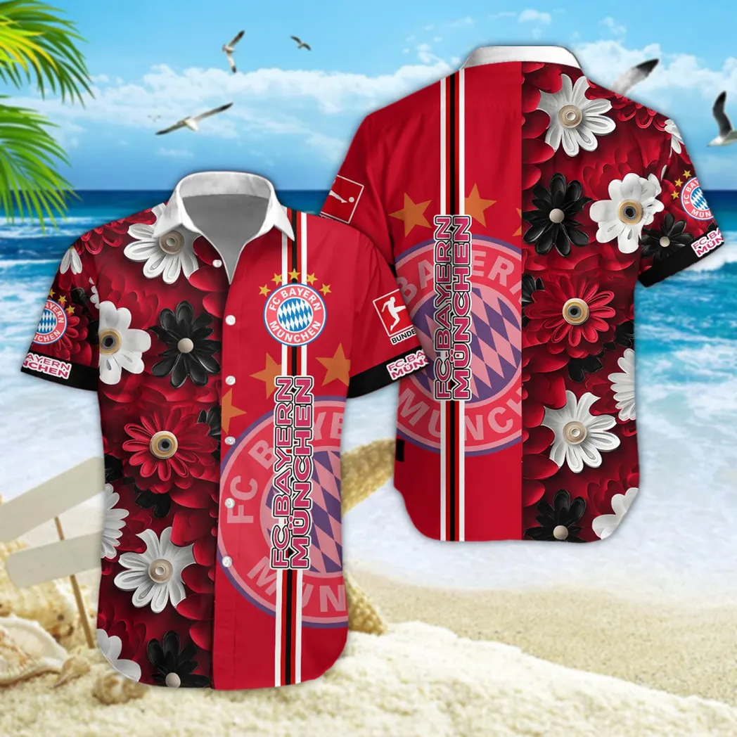 Bayern Munchen Hawaiian Shirt Style Classic Oversized Hawaiian, Unisex Hawaiian Shirt Trending Summer