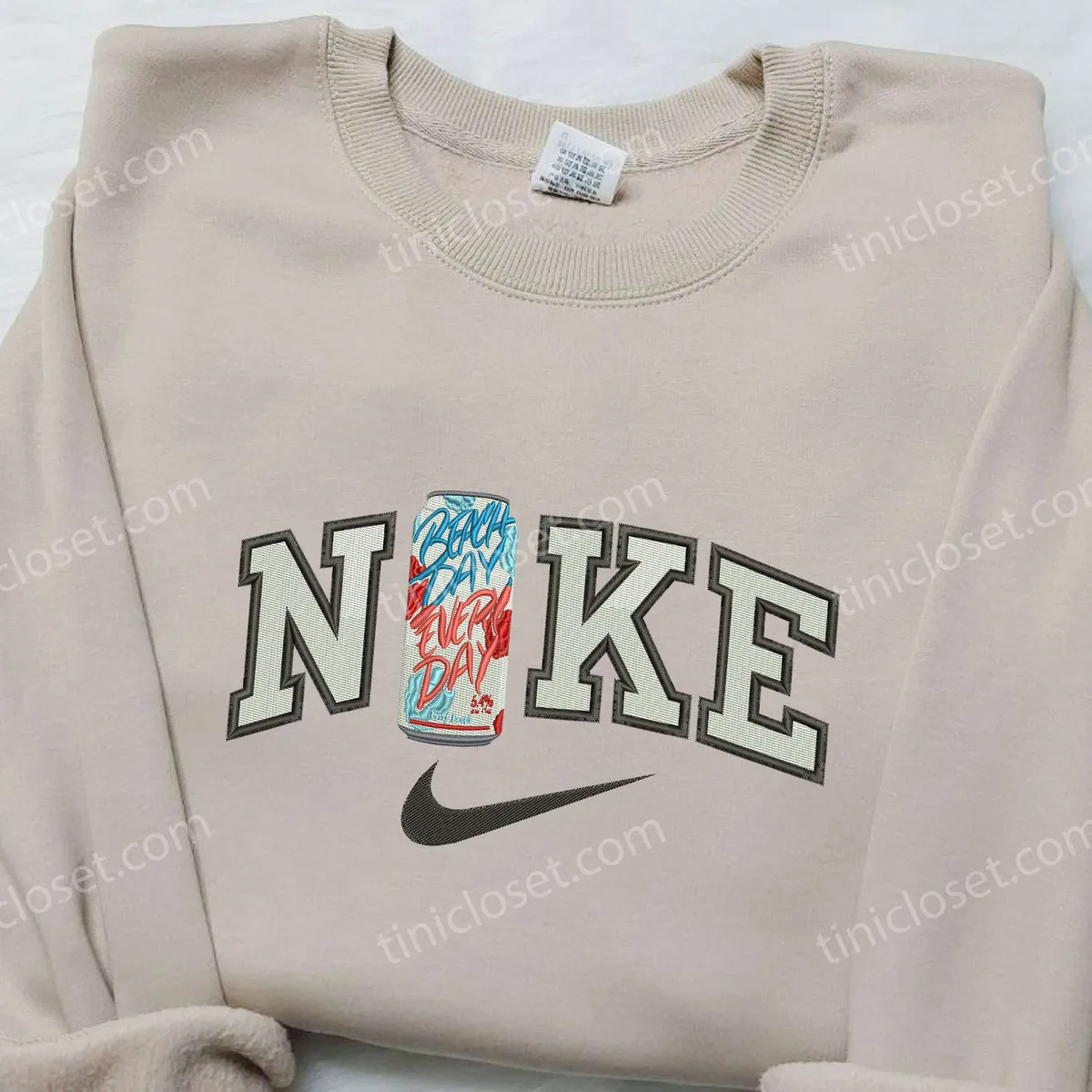 Beach Beverage x Swoosh Nike Embroidered Shirt, Nike Embroidered Shirt, Water Embroidered Shirt