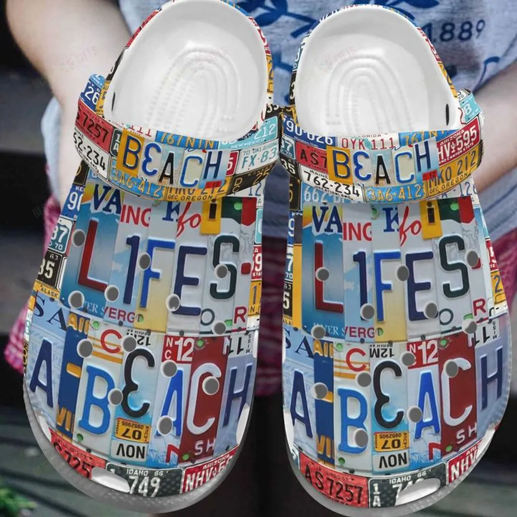 Beach White Sole Life Is A Beach Crocs, Personalized Crocs Classic Clogs