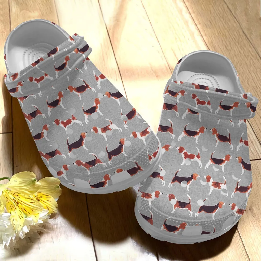 Beagle Grey Pattern Rubber Crocs Clog