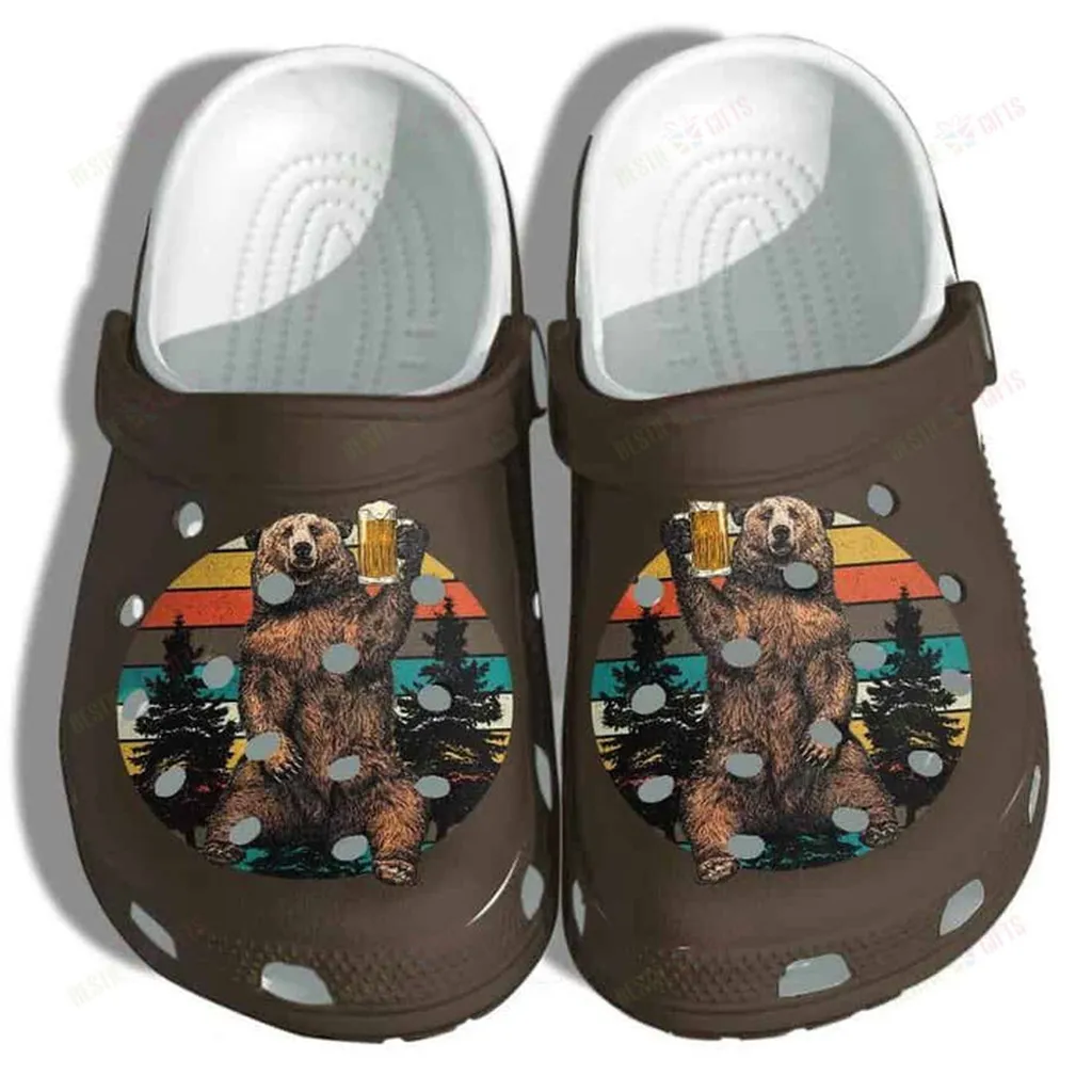 Bear Drinking Camping Crocs Classic Clogs