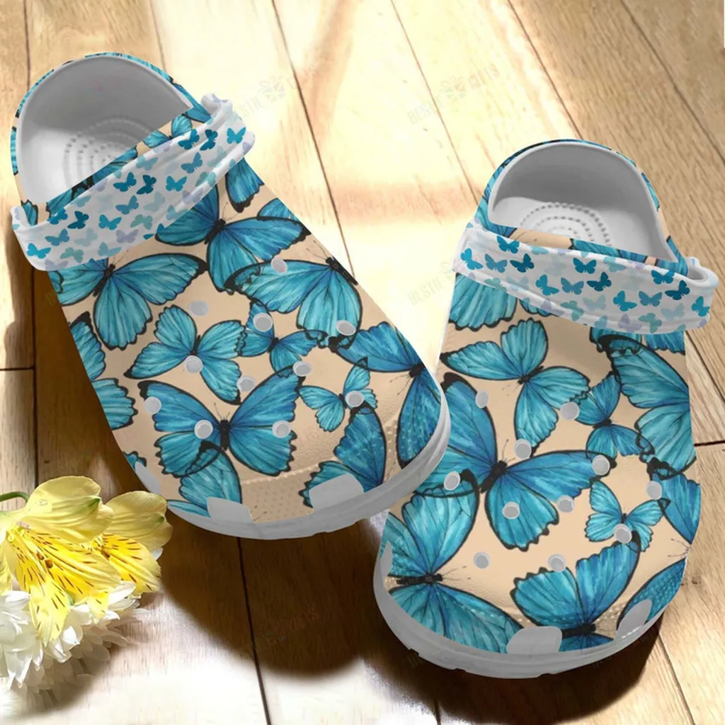 Beautiful Blue Butterfly Crocs Classic Clogs