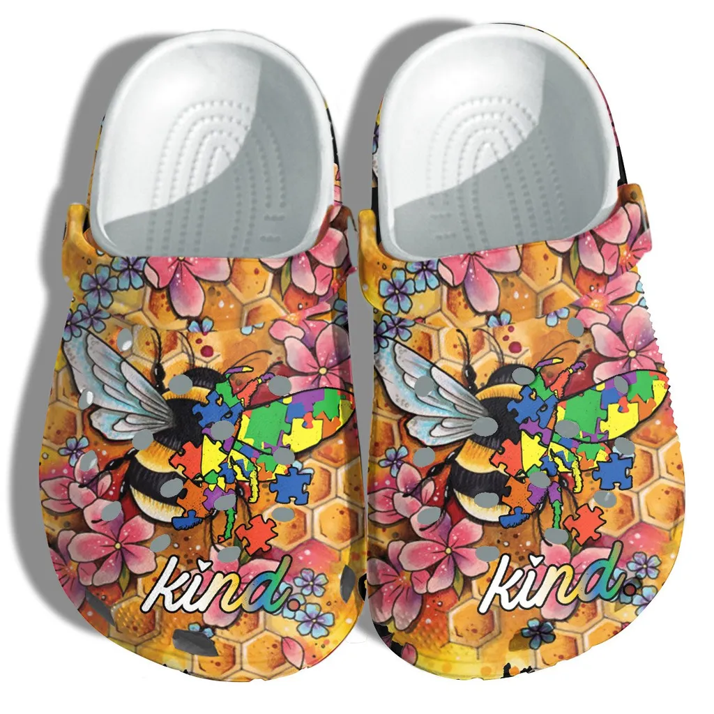 Bee Kind Flower Autism Puzzel Crocs