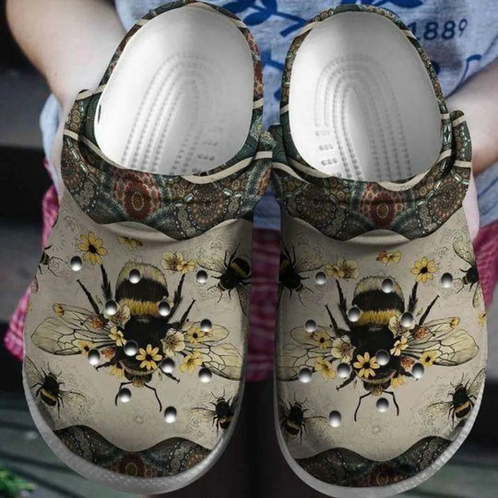 Bee Mandala Personalized 202 Gift For Lover Rubber Crocs Clog