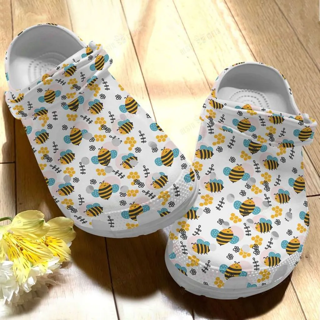 Bee White Sole 5 Colors Pattern Crocs Classic Clogs