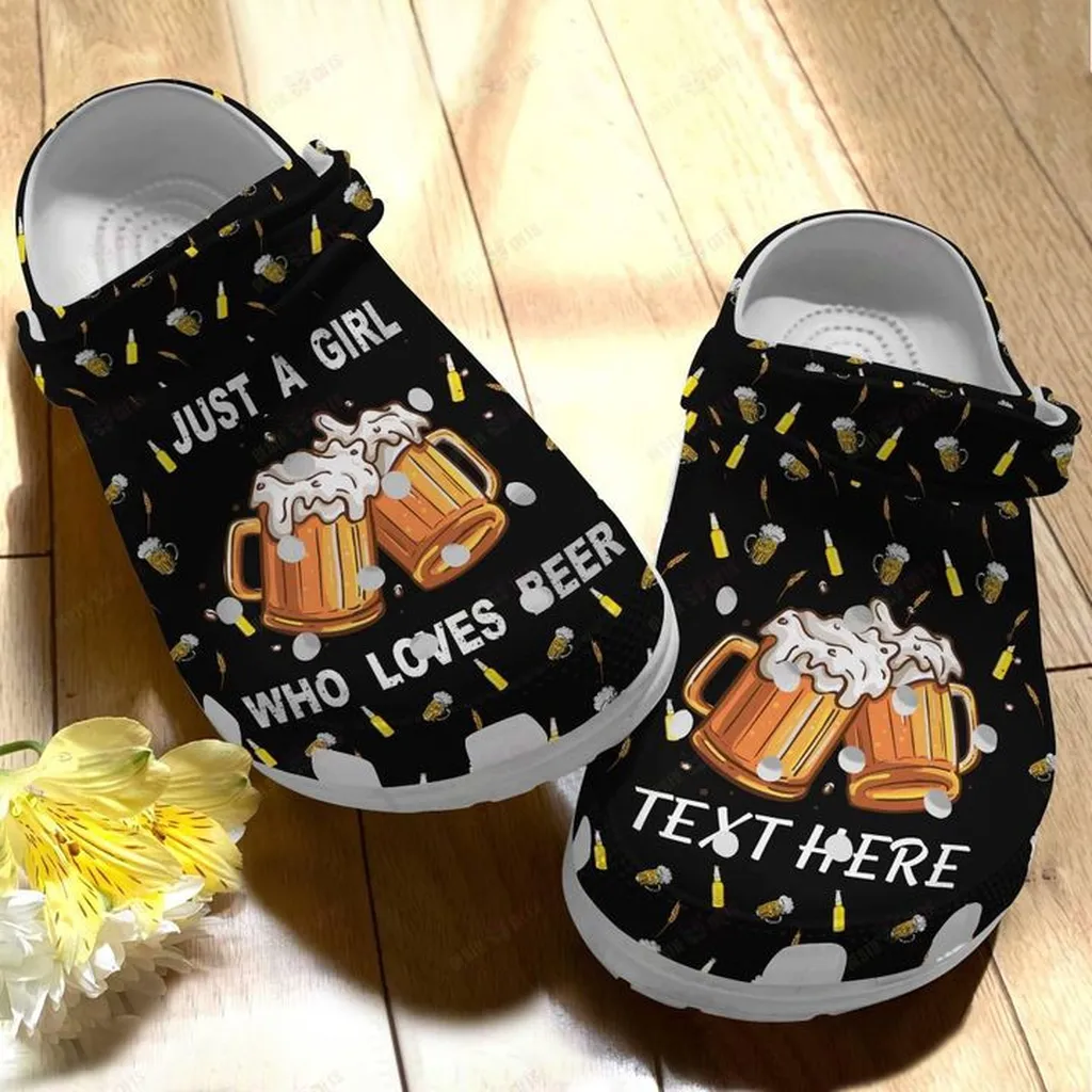 Beer Personalized White Sole Just A Girl Who Loves Beer Crocs Classic Clogs