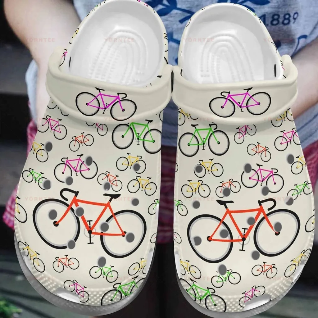 Bicycle Pattern Icon Gift For Lover Rubber Crocs Clog