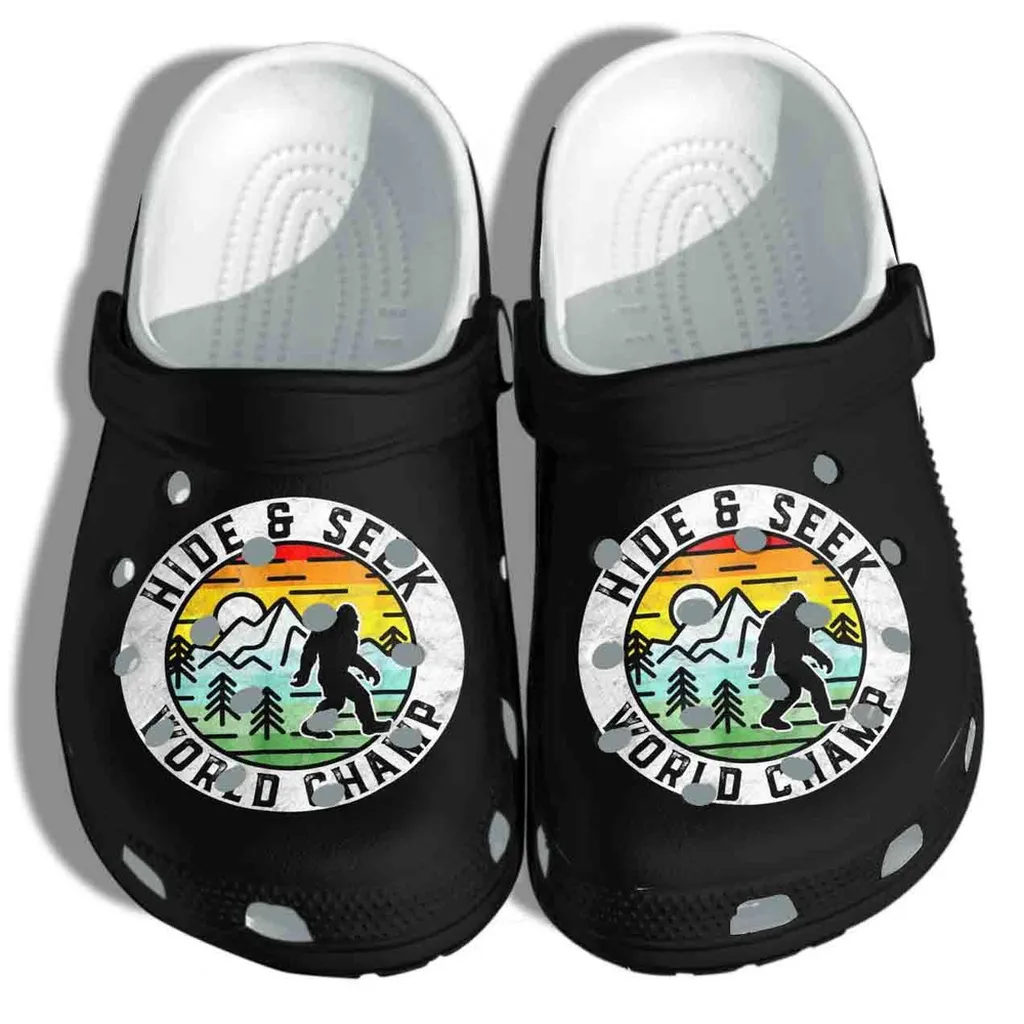 Bigfoot Hide Seek Camping Gift For Lover Rubber Crocs Clog