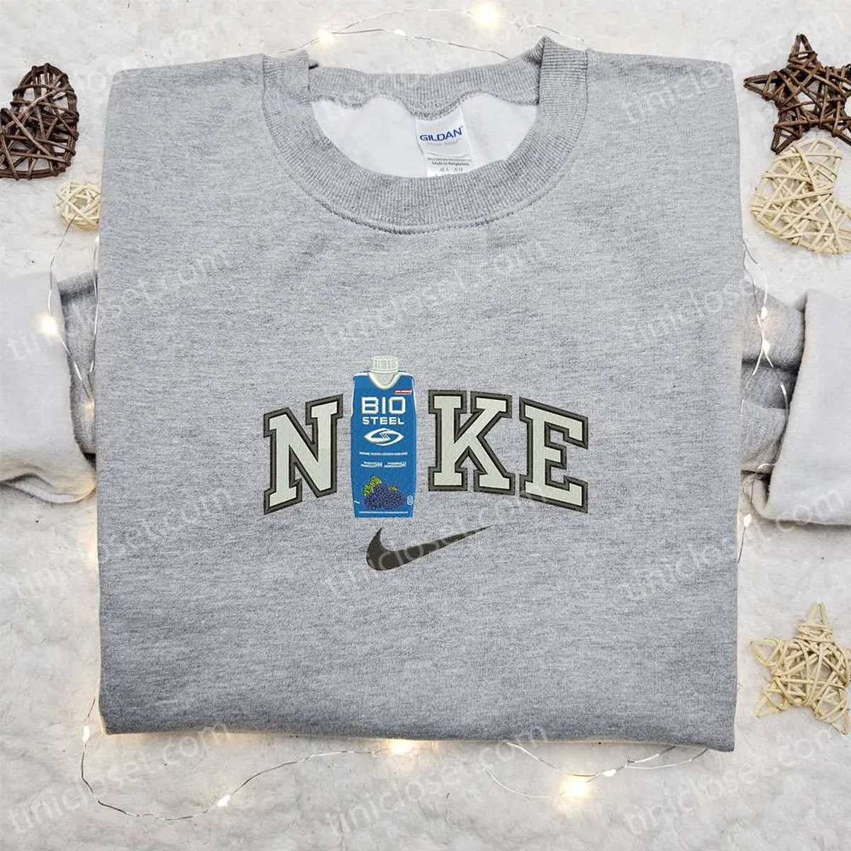 Bio Steel Bottle x Nike Embroidered Sweatshirt, Favorite Drinks Embroidered Shirt, Best Birthday Gift Ideas for Family