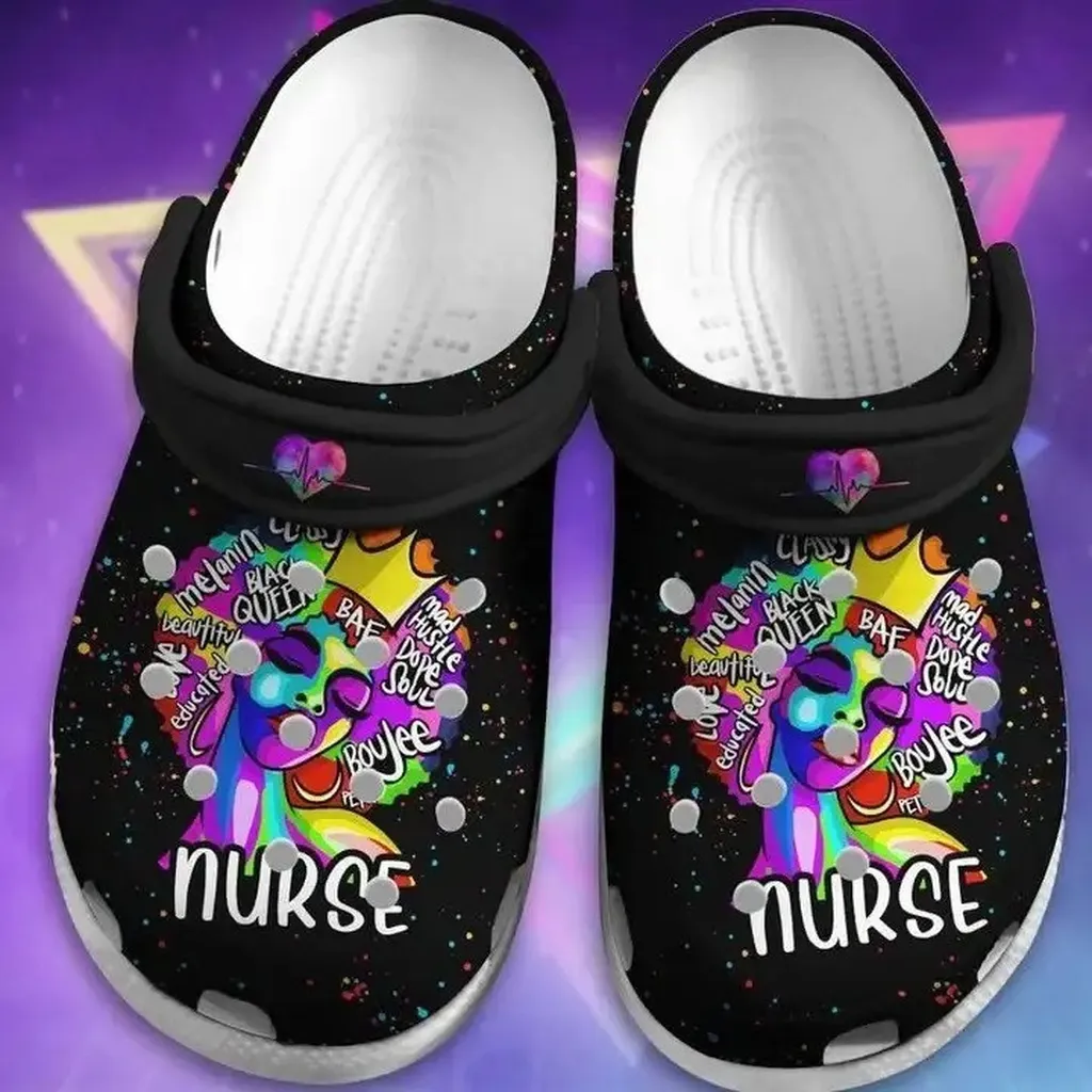 Bkack Pride Nurse Colorful Crocs Crocband Clog