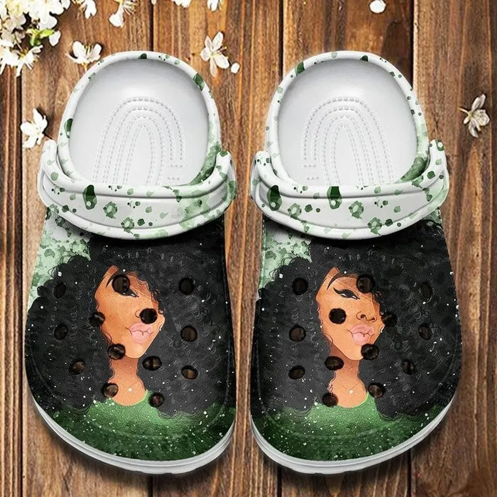 Black Curls Art Crocs Classic Clogs