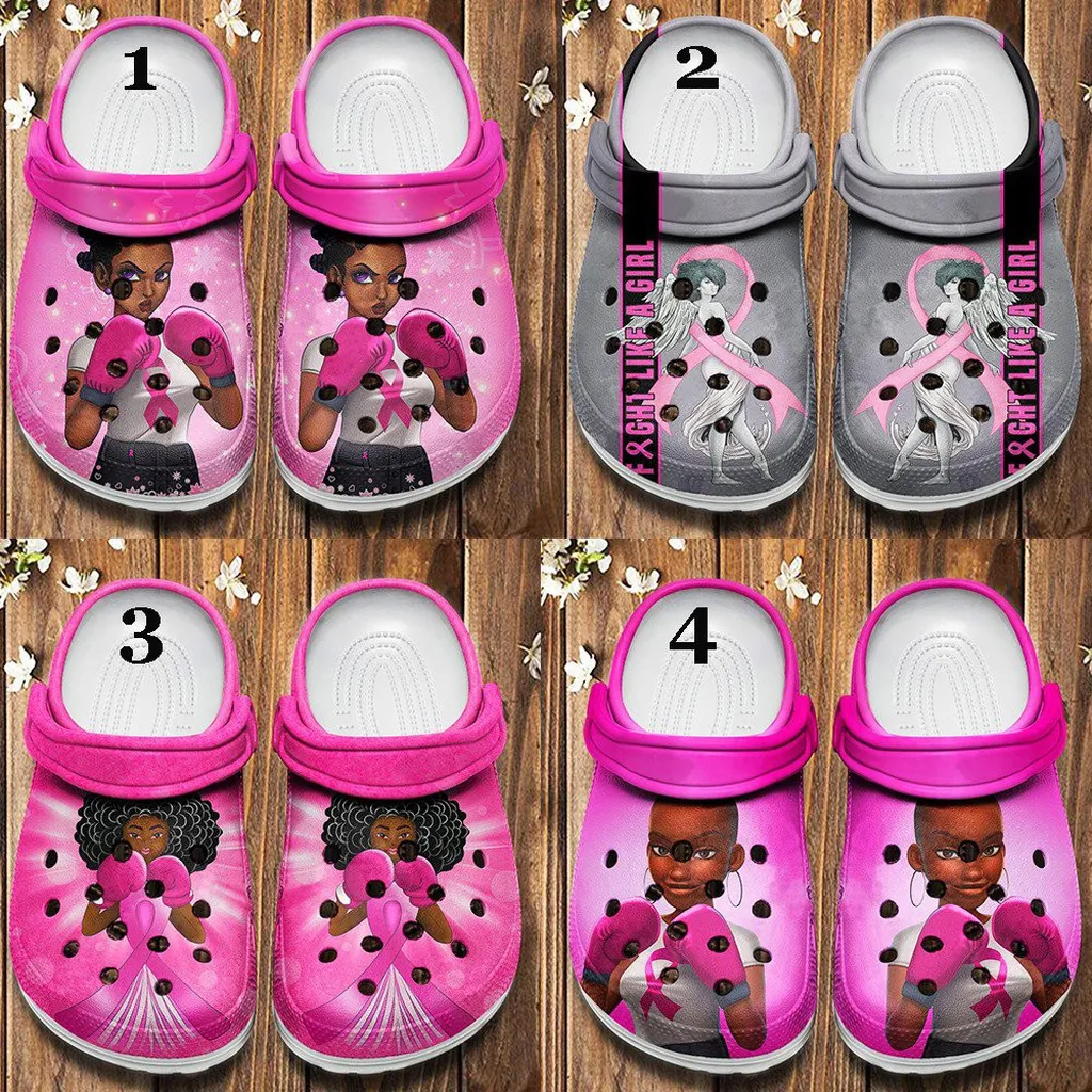 Black Girl Breast Cancer Awareness Pink Clogs