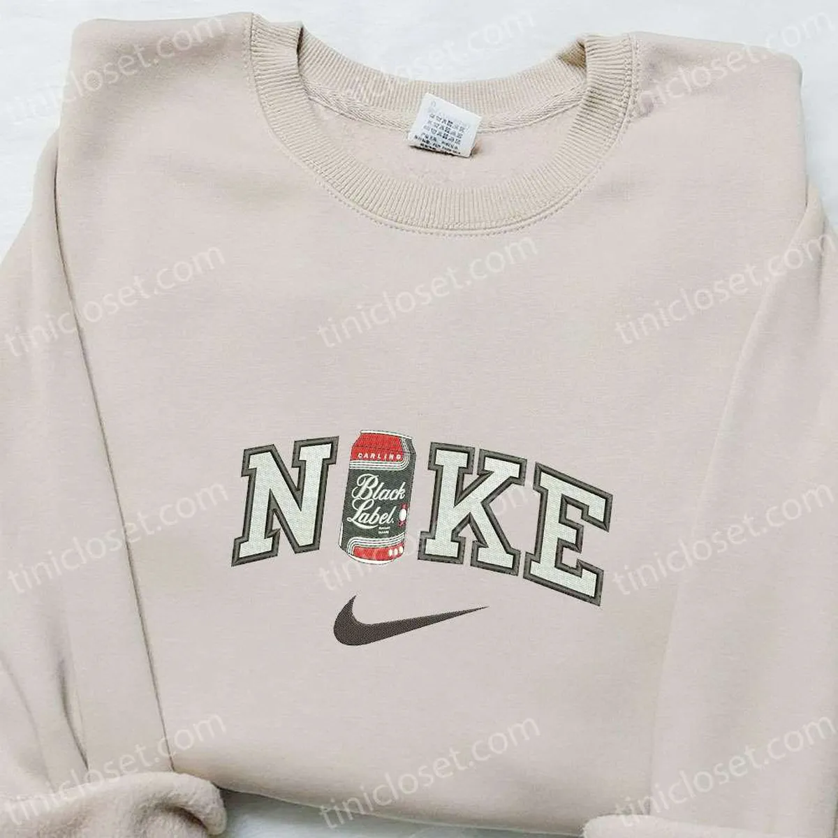 Black Label Can x Nike Embroidered Shirt, Favorite Food And Drink Embroidered Hoodie, Nike Inspired Embroidered Sweatshirt