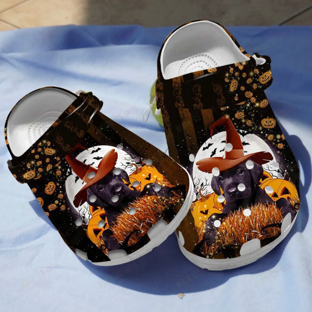 Black Labrador Pumpkin Crocs Classic Clogs