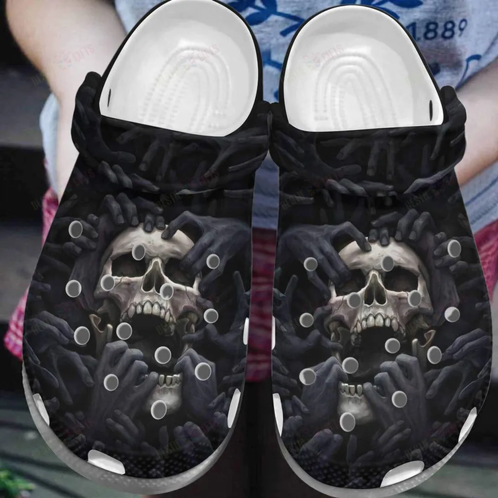 Black Skull Crocs, Personalized Crocs Classic Clogs