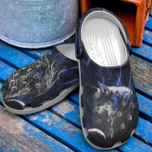 Black Wolf Crocs Classic Clogs