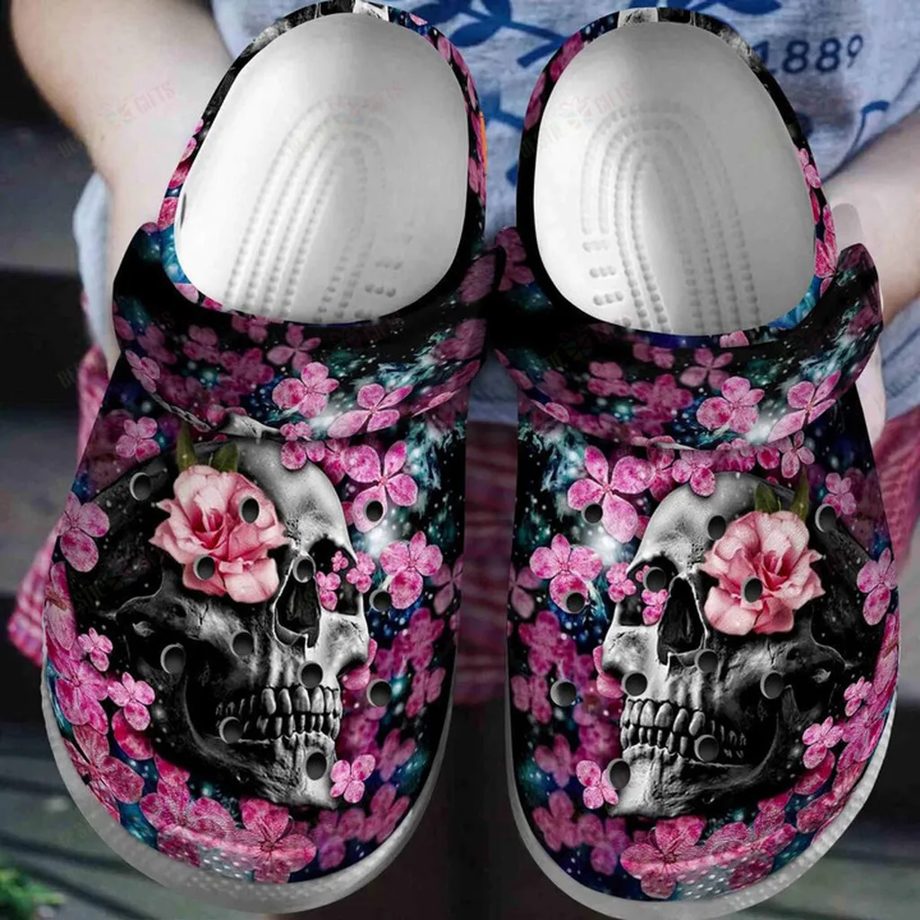 Blooming Skull Crocs Classic Clogs