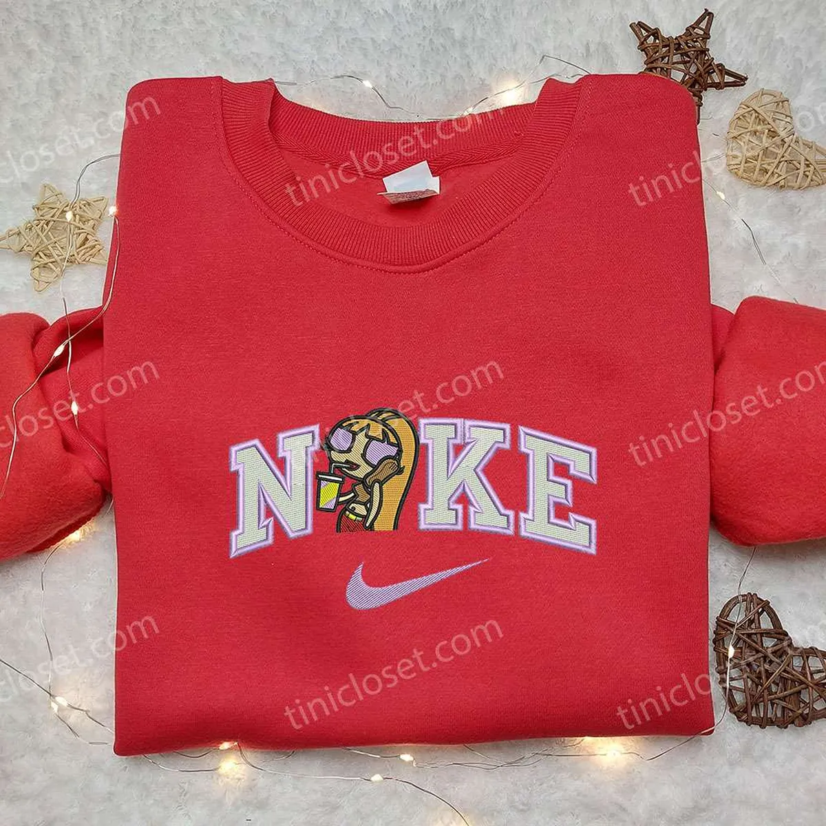 Blossom x Nike Embroidered Sweatshirt, The Powerpuff Girls Embroidered Shirt, Nike Inspired Embroidered Shirt