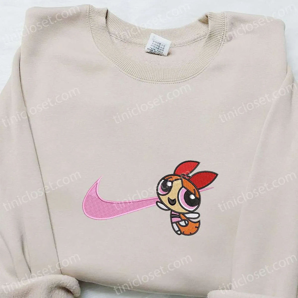 Blossom x Pink Nike Swoosh Embroidered Shirt, Powerpuff Girls Cartoon Embroidered Hoodie, Best Gift Ideas For Girls