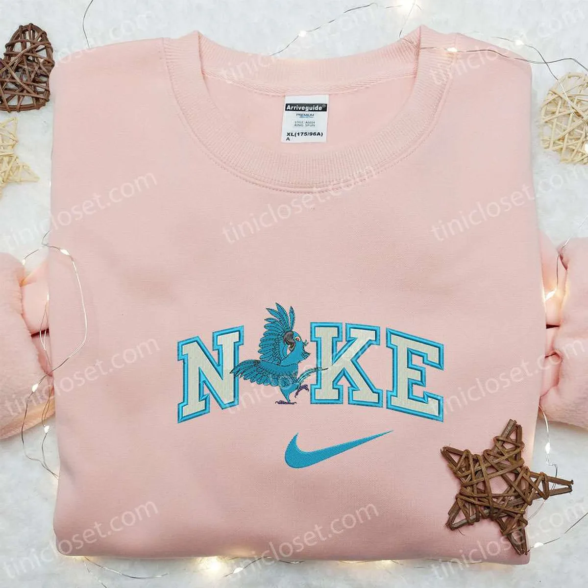 Blu Rio x Nike Embroidered Shirt, Disney Cartoon Embroidered Hoodie, Nike Inspired Embroidered Sweatshirt