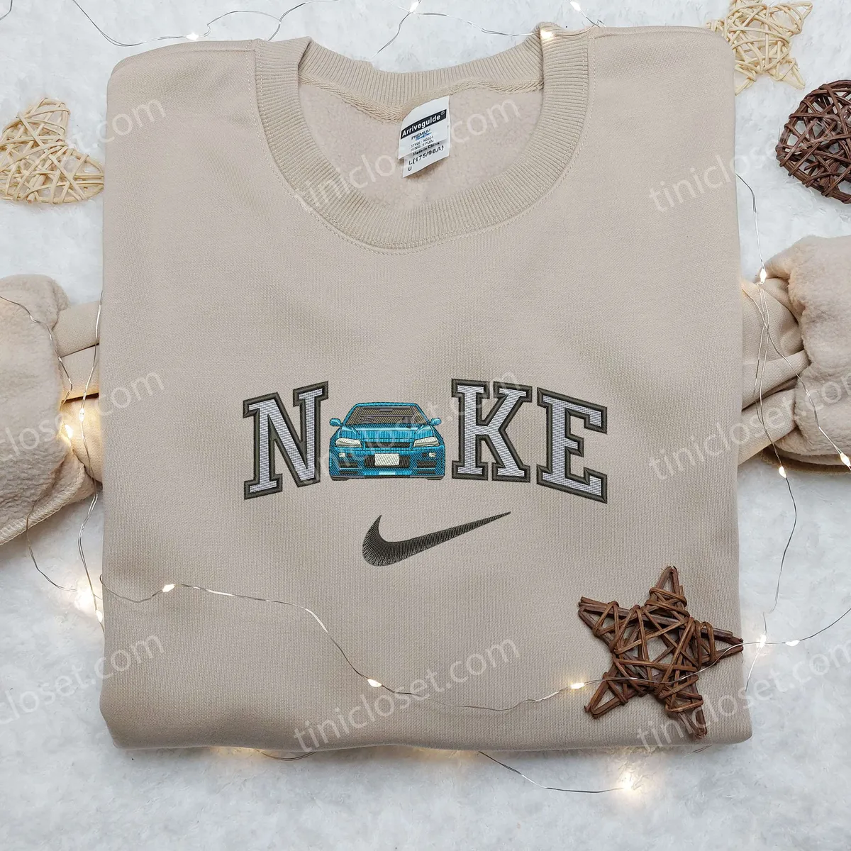 Blue Car x Nike Embroidered Shirt, Custom Nike Embroidered Shirt, Stransportation Embroidered Shirt