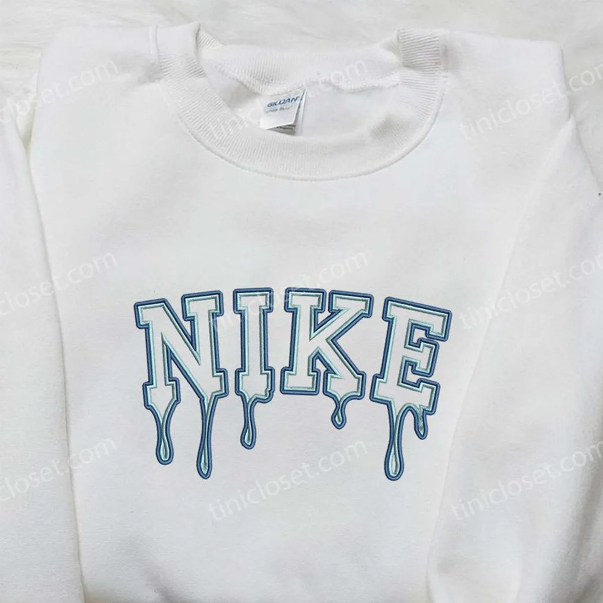 Blue Drip x Nike Embroidered Shirt, Gift For Son Embroidered Shirt, Custom Nike Embroidered Shirt